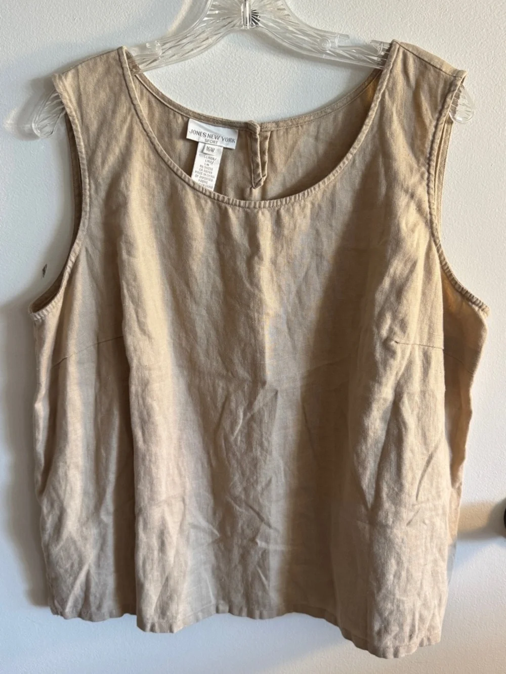 Jones New York Sleeveless Linen-Blend Tank Top - Beige